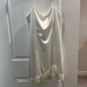 Elegant White Satin Slip Dress